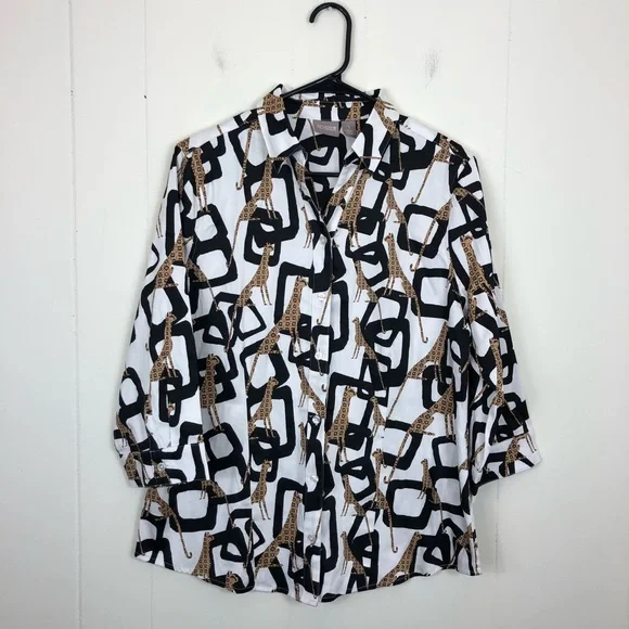 Vintage 90s Chico’s Jaguar Button Down Sz 1 - Picture 2 of 11